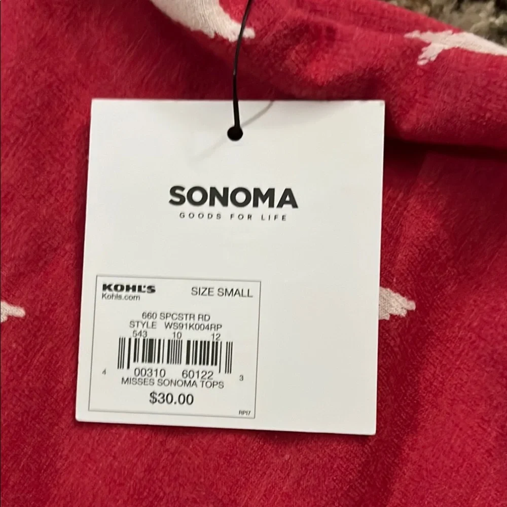 Sonoma pink with white stars jersey style top - Picture 3 of 5